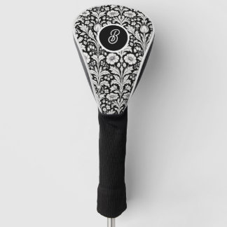 Funda Para Palo De Golf Monograma Botánico Blanco y Negro