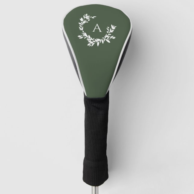 Funda Para Palo De Golf Monograma Botánico Verde Inicial (Anverso)