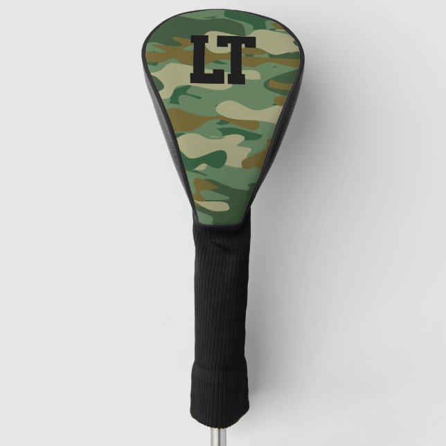 Funda Para Palo De Golf Monograma camo del ejército verde (Anverso)