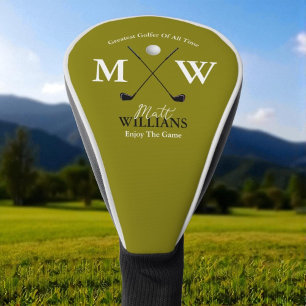 Funda Para Palo De Golf Monograma clásico de golfista personalizado en oli