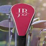 Funda Para Palo De Golf Monograma clásico elegante y rojo nombre<br><div class="desc">Esta cubierta de la cabeza de golf,  de estilo clásico en rojo y blanco,  es un regalo maravilloso para usted. Tiene grandes iniciales de monograma con un sencillo estilo mínimo para personalizar con sus iniciales deseadas y también el nombre escrito en la elegante cara de serif.</div>