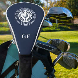 Funda Para Palo De Golf Monograma clásico Nombre personalizado azul oscuro