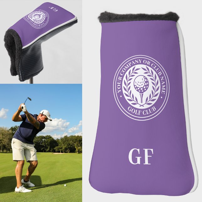 Funda Para Palo De Golf Monograma clásico Nombre personalizado Purple Putt (Subido por el creador)