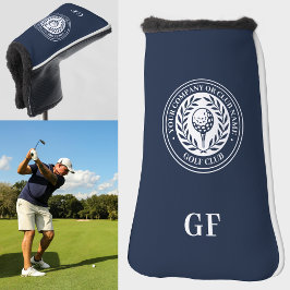 Funda Para Palo De Golf Monograma clásico Nombre personalizado Tubo azul o