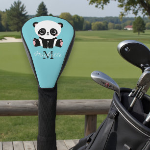 Funda Para Palo De Golf Monograma Cute Panda Goma de burbuja personalizada