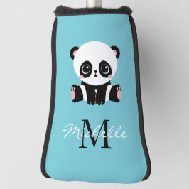Funda Para Palo De Golf Monograma Cute Panda Goma de burbuja personalizada