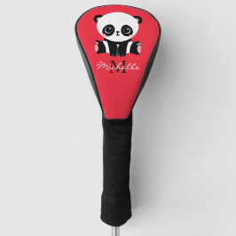 Funda Para Palo De Golf Monograma Cute Panda Nombre Personalizado Rosa