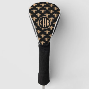 Funda Para Palo De Golf Monograma De Abeja Cuta De Negro Y Oro