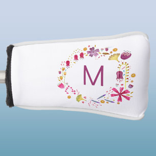 Funda Para Palo De Golf Monograma de acuarela moderna de flor salvaje