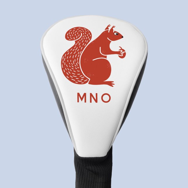 Funda Para Palo De Golf Monograma de ardilla roja personalizado (Red squirrel personalized monogram initials golf head cover for wildlife and animal lovers)