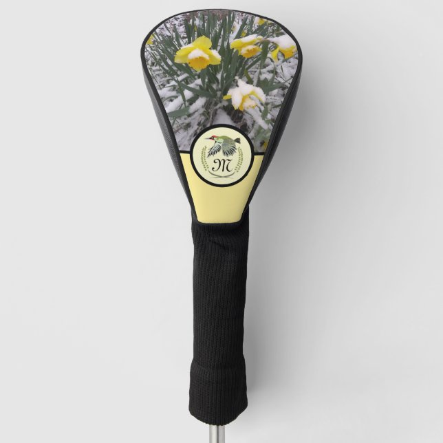 Funda Para Palo De Golf Monograma de carpintero verde volando (Anverso)
