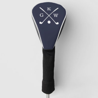 Funda Para Palo De Golf Monograma de clubes de golf azul de la Marina