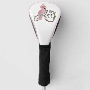 Funda Para Palo De Golf Monograma de Cockatoo rosa caprichoso