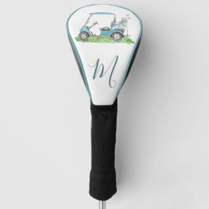 Funda Para Palo De Golf Monograma de color azul del carro de golf de Cuade