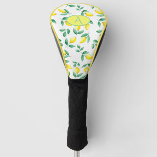 Funda Para Palo De Golf Monograma de color de agua amarillo de los lemas