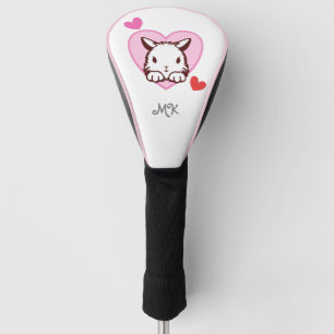 Funda Para Palo De Golf Monograma de corazón de conejito lindo