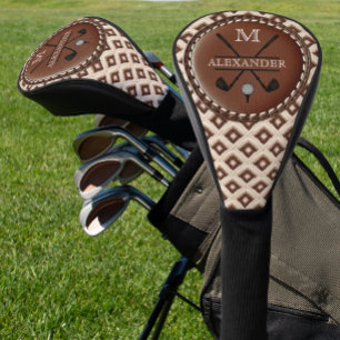 Funda Para Palo De Golf Monograma de cosecha de vintage Nombre inicial