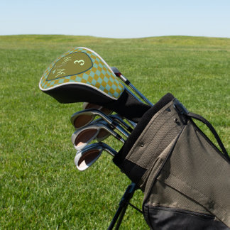 Funda Para Palo De Golf Monograma de cuadros de Sage y verde oliva genial