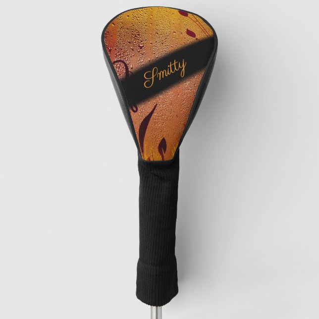 Funda Para Palo De Golf Monograma de dew de cobre (Anverso)