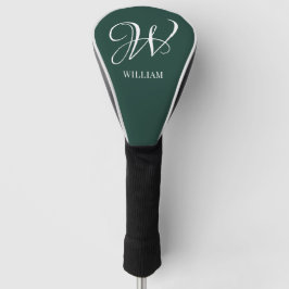 Funda Para Palo De Golf Monograma de Esmeralda Personalizado Inicial