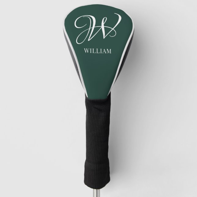 Funda Para Palo De Golf Monograma de Esmeralda Personalizado Inicial (Anverso)
