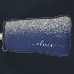 Funda Para Palo De Golf Monograma de esparkle Purpurina azul de la marina<br><div class="desc">Cubierta del putter de golf Silver y Gold Sparkle Purpurina Script Monograma Nombre. Esto hace que el dulce perfecto cumpleaños 16,  boda,  ducha de novia,  aniversario,  ducha de bebé o fiesta de soltera sea regalo para alguien que ama el lujo glam y los estilos de moda.</div>