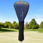 Funda Para Palo De Golf Monograma de esparkle Purpurina azul de la marina<br><div class="desc">Cubierta del controlador de golf Silver y Navy Blue Sparkle Purpurina Script Monograma Nombre. Esto hace que el dulce perfecto cumpleaños 16,  boda,  ducha de novia,  aniversario,  ducha de bebé o fiesta de soltera sea regalo para alguien que ama el lujo glam y los estilos de moda.</div>