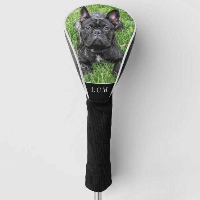 Funda Para Palo De Golf Monograma de fotografía de perro (Anverso)