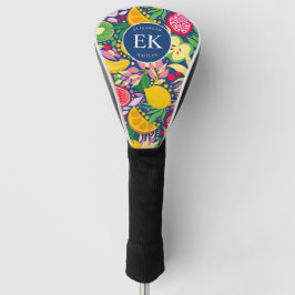 Funda Para Palo De Golf Monograma de Frutas Tropicales de Acuarela Patrón