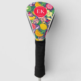 Funda Para Palo De Golf Monograma de Frutas Tropicales Patrón de Acuarela