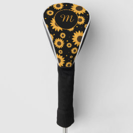 Funda Para Palo De Golf Monograma de girasoles sin foco inicial