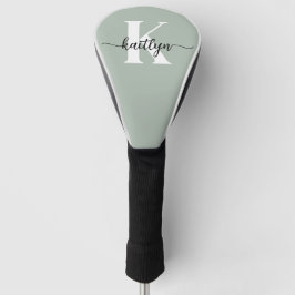 Funda Para Palo De Golf Monograma de guión Verde Salvia