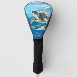 Funda Para Palo De Golf Monograma de honor de la tortuga hawaiana