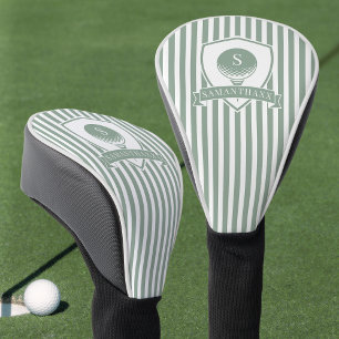 Funda Para Palo De Golf Monograma de Inicial del Nombre con Rayas Verdes M