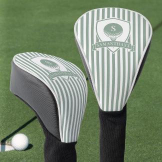 Funda Para Palo De Golf Monograma de Inicial del Nombre con Rayas Verdes M