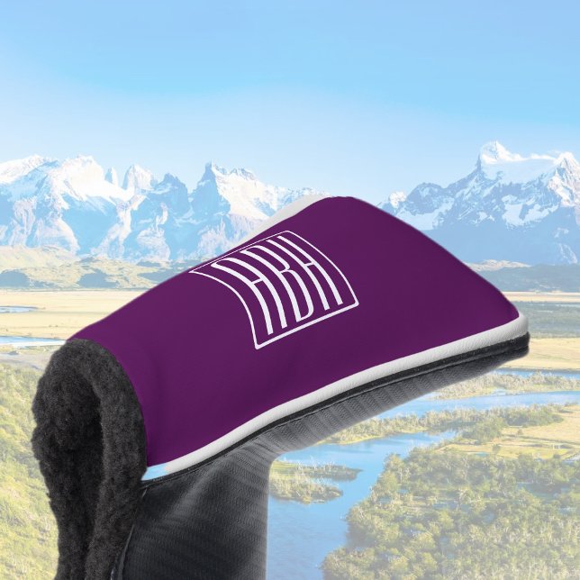 Funda Para Palo De Golf Monograma de Iniciales | Blanco Sobre Púrpura Prof (Subido por el creador)