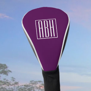 Funda Para Palo De Golf Monograma de Iniciales Blanco Sobre Púrpura Prof