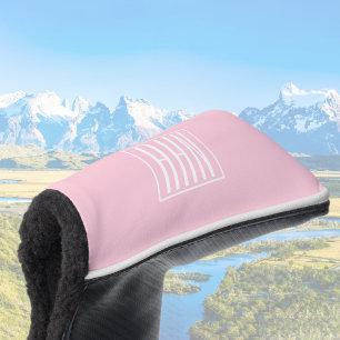 Funda Para Palo De Golf Monograma de Iniciales   Blanco Sobre Rosa Ligero