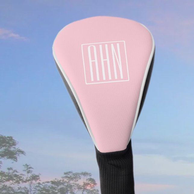 Funda Para Palo De Golf Monograma de Iniciales | Blanco Sobre Rosa Ligero (Subido por el creador)