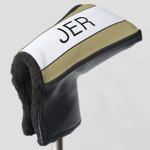 Funda Para Palo De Golf Monograma de iniciales personalizadas Putter negro
