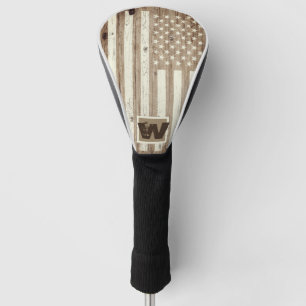 Funda Para Palo De Golf Monograma de la bandera de los Estados Unidos de M