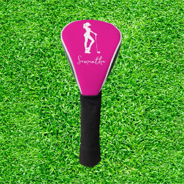 Funda Para Palo De Golf Monograma de la dama rosa