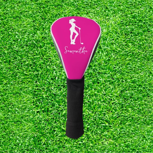 Funda Para Palo De Golf Monograma de la dama rosa (Swaying with Style: Where Elegance Meets the Fairway!)