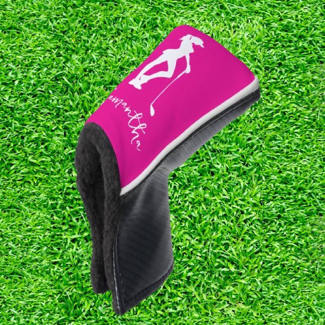 Funda Para Palo De Golf Monograma de la dama rosa (Elegance in Every Swing!)