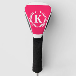 Funda Para Palo De Golf Monograma de la escoba de color rosa