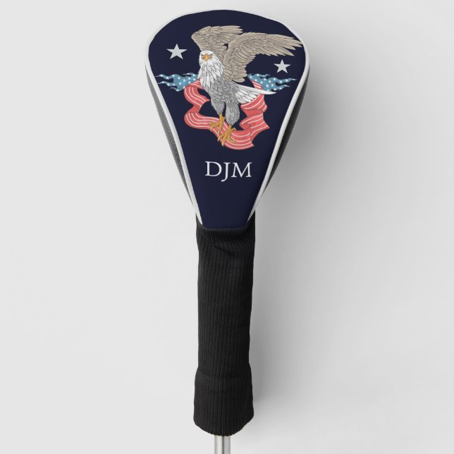 Funda Para Palo De Golf Monograma de la pancarta del águila estadounidense (Anverso)