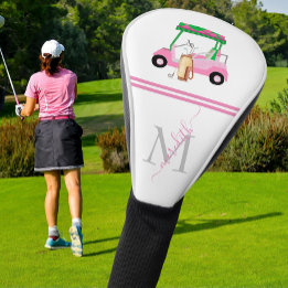 Funda Para Palo De Golf Monograma de los clubes de carritos de estilo verd