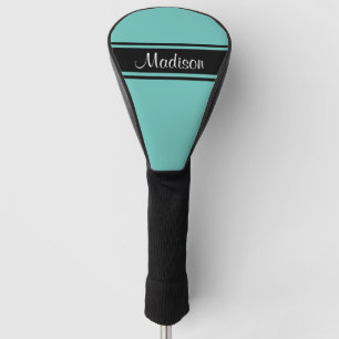 Funda Para Palo De Golf Monograma de nombre de script de franjas Verde azu