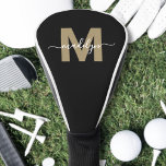 Funda Para Palo De Golf Monograma de nombre inicial Gold personalizado<br><div class="desc">Personalizado Crea Tu Propia Tapa Personalizada De Cabeza De Golf Monograma. Esta moda, elegante cubierta de cabezal de golf, aporta elegancia al verde con un diseño monográfico único, con una inicial de oro plana y no brillante, emparejada con un nombre de guión blanco que le da un aspecto muy personalizado....</div>