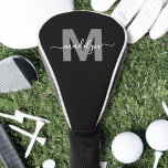 Funda Para Palo De Golf Monograma de nombre inicial personalizado<br><div class="desc">Personalizado Crea Tu Propia Tapa Personalizada De Cabeza De Golf Monograma. Esta moda, elegante cubierta de cabeza de golf, aporta elegancia al verde con un diseño monográfico único, con una inicial gris audaz y un nombre de guión blanco que le da un aspecto muy personalizado. Perfecto para el amante del...</div>